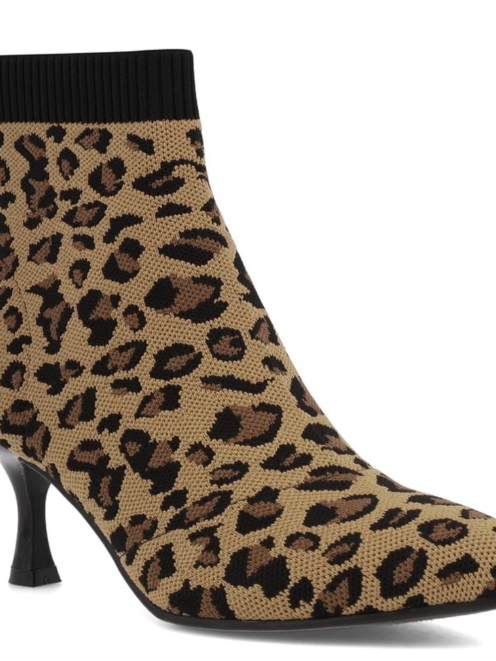 MIA Leopard Knit Ankle Bootie - Tan/Black/Brown